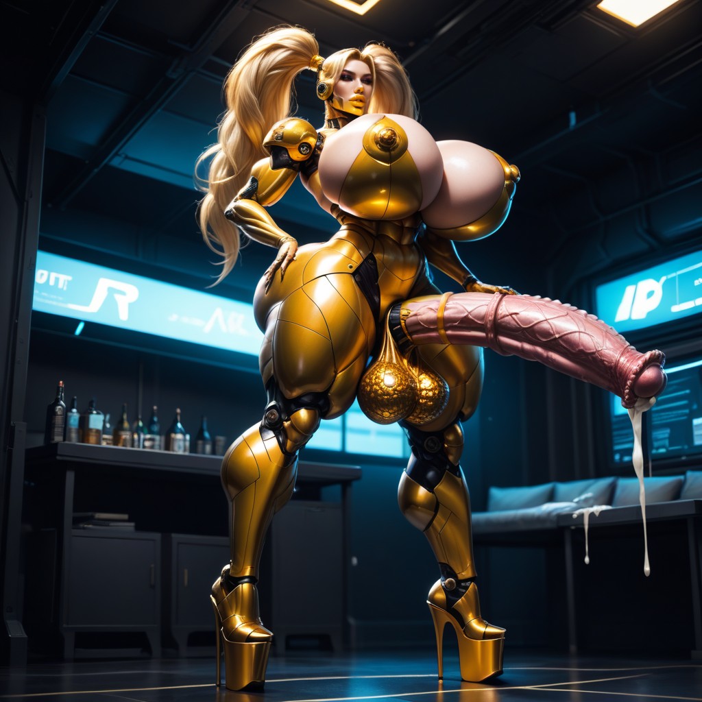 Shiny Metallic Big Lips, Pony-penis, Art Style Of The Pit Transfrau KI-Porno