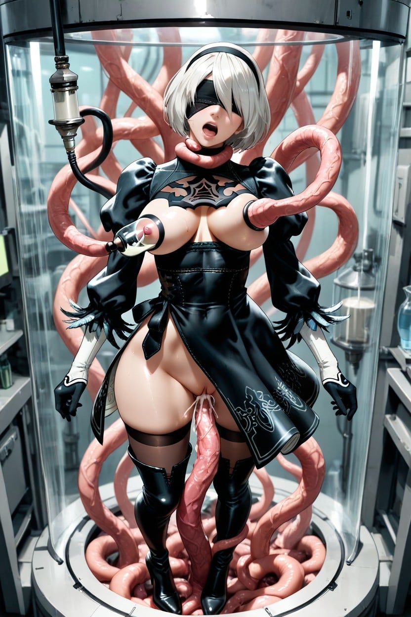 Natural Body Features, Tentacles Grabbing Breast, Open Mouth Hentai AI Porn