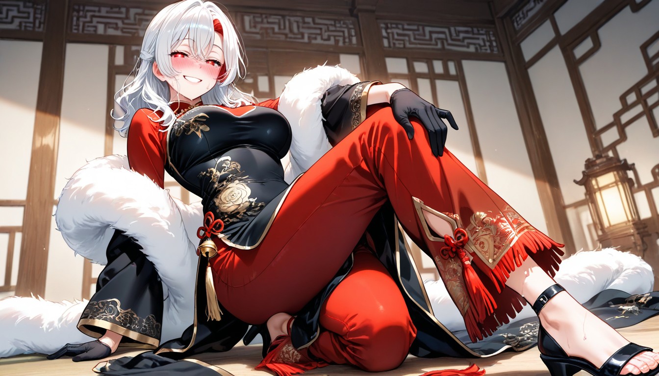 Half Closed Eyes, Kneeling On, Hair Between The Eyes AI Porn