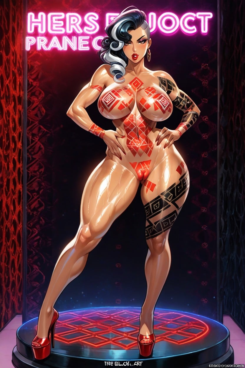 Big Earrings, Tall Platform Heels, Hourglass Figure AI Porn