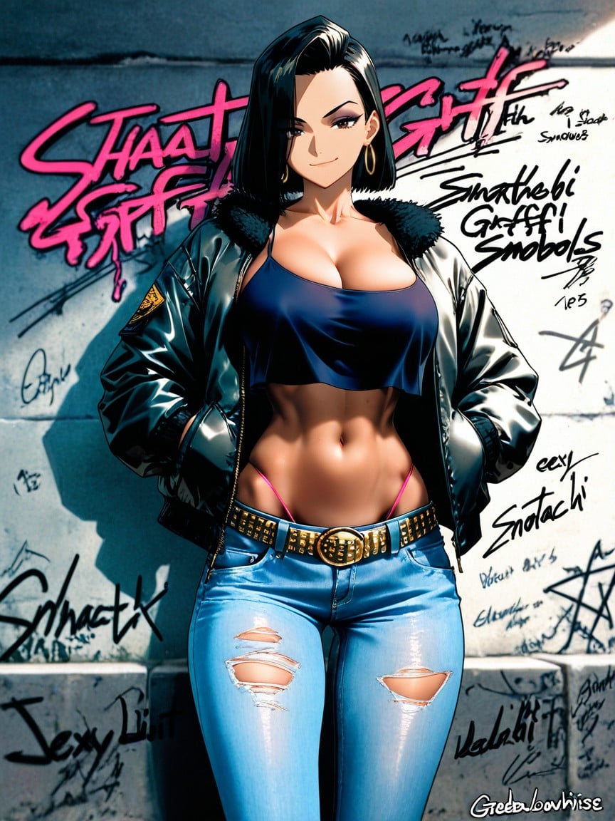 Medium Hair, Stunning Dark Brown Eyes, Skinny Hentai AI Porn