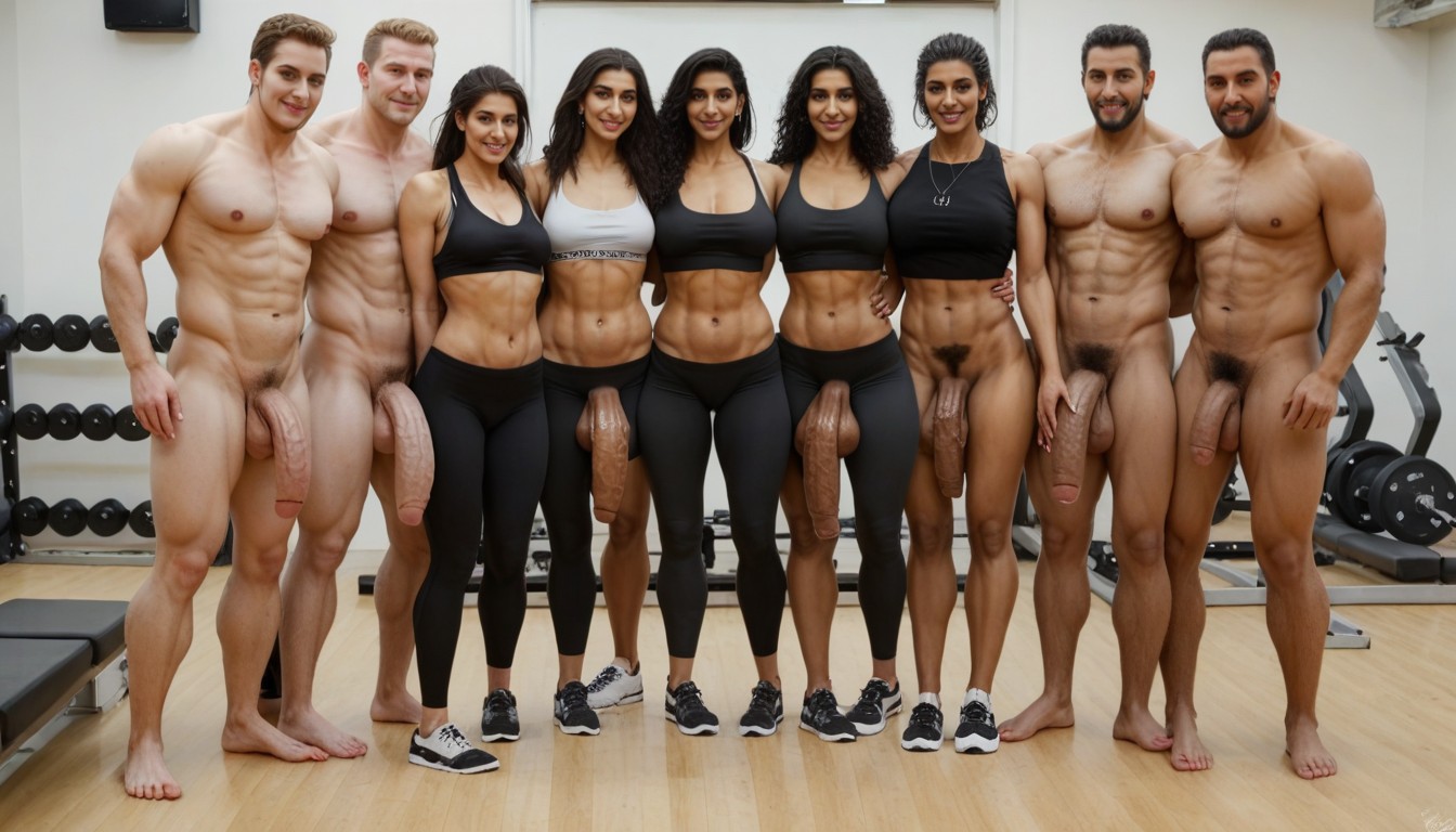 Cock Reaches Floor, Dark Black Hair, Gym AI Porn