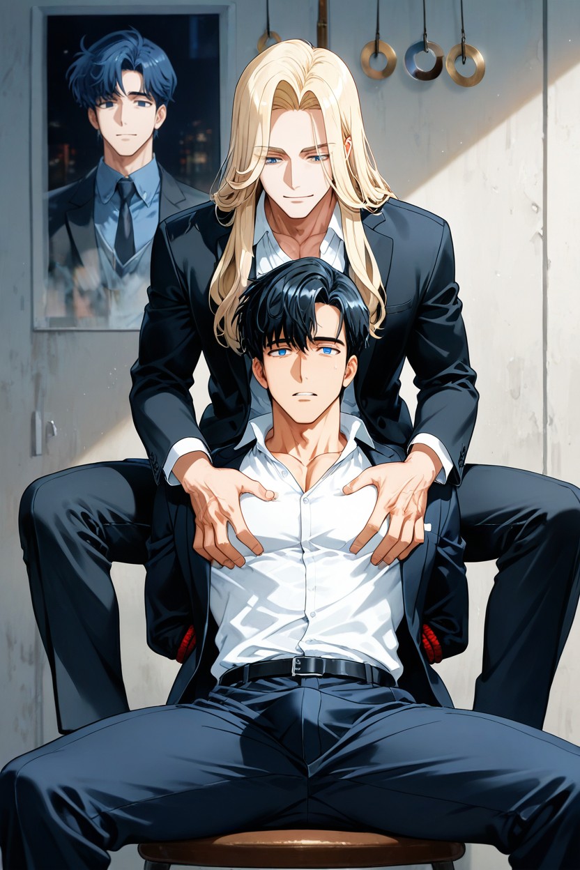 Layered Hair, Bl, Spiral Eyes AI Gay Porn