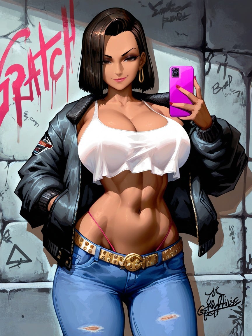 Brazilian, Medium Hair, Ujac Art Style Hentai AI Porn