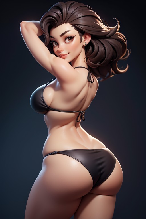 Thick And Curvy Body, Brown Hair In A Mohawk Hair Style, Sexy Smile Hentai IA
