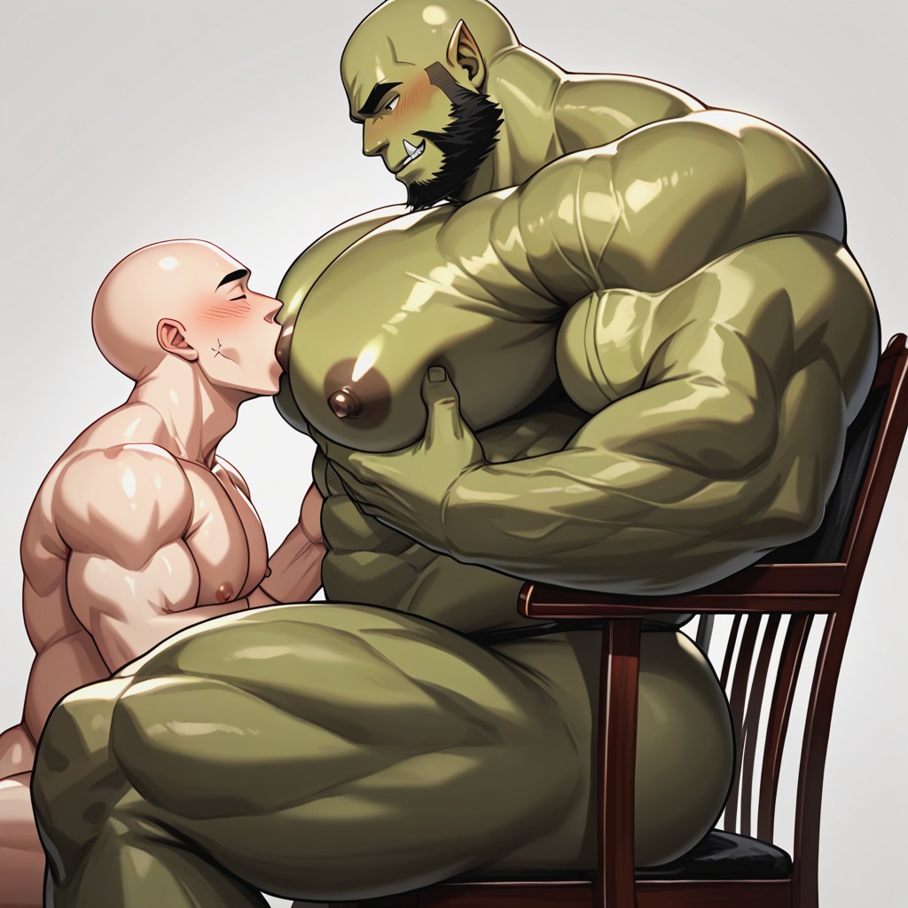 Nipples, Plain Background, Big Pecs AI Gay Porn