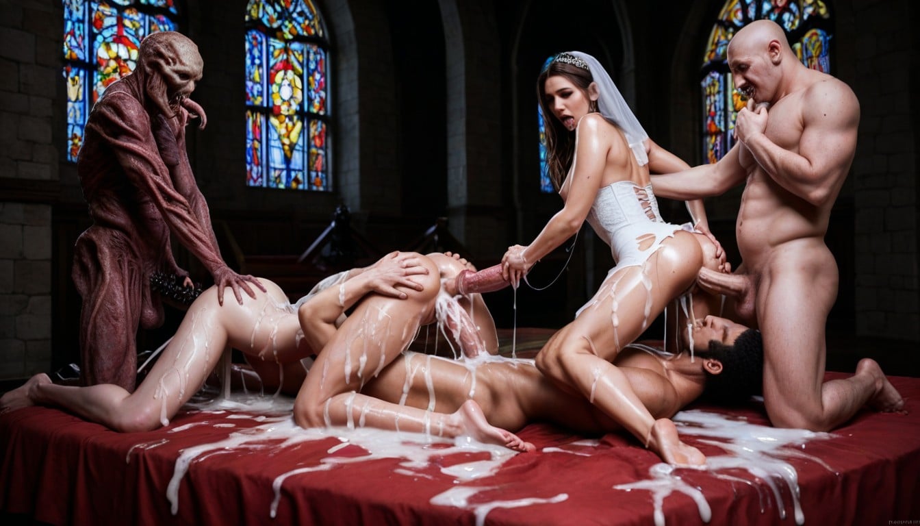 High Resolution, Glowing Summoning Circle, Hard Horror Alien Zombie Sex AI Porn