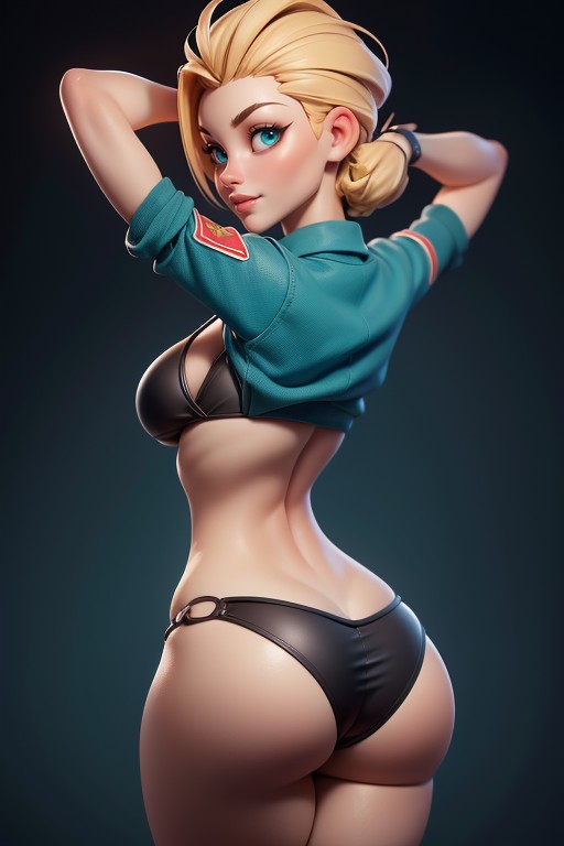 Sexy Woman Soldier, Correct Body Proportions, Rear View Of Massive Ass Hentai AI Porn