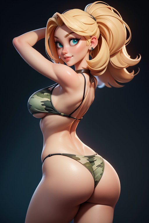 Blonde Hair In A Mohawk Hair Style With Hair Buzzed Extremely On The Sides, Large Breasts, Buzzcut Hentai AI Porn