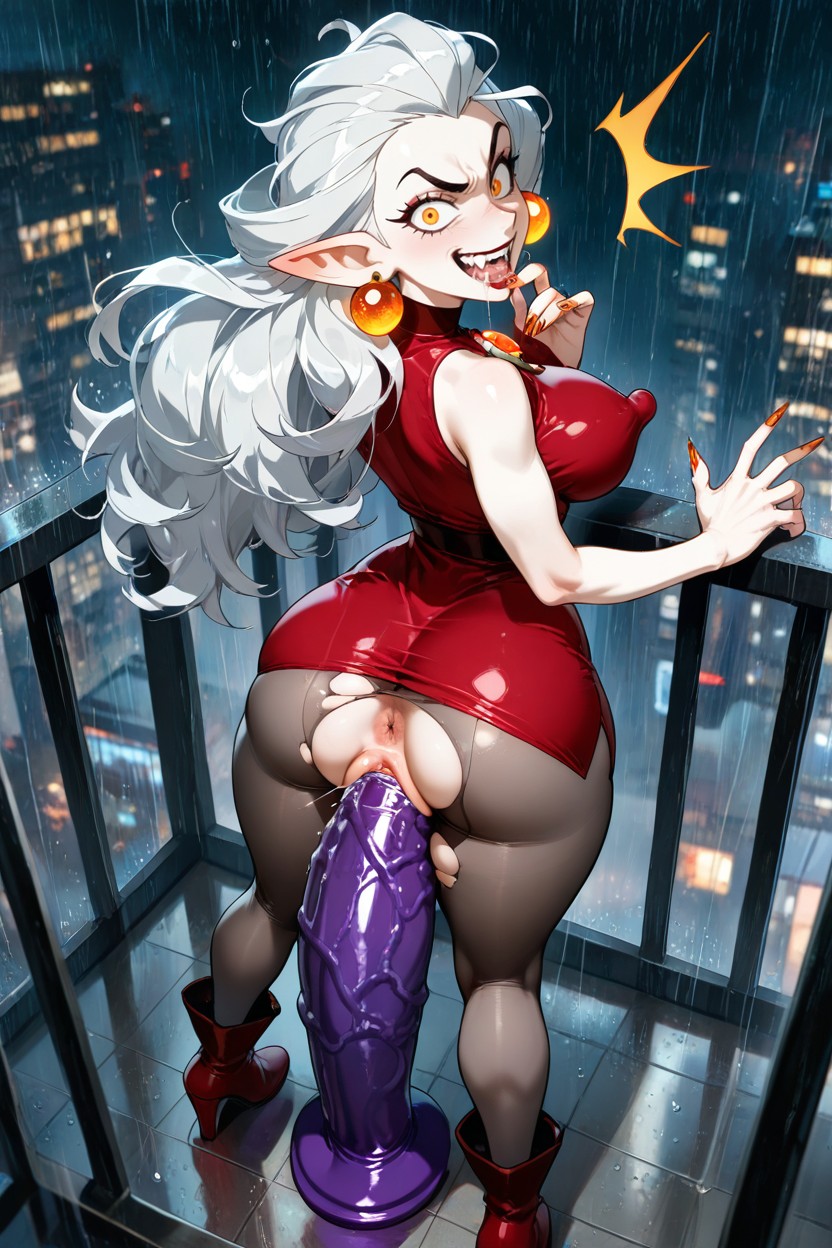 Maroon Lips, Side View, Pointed Ears Hentai AI Porn