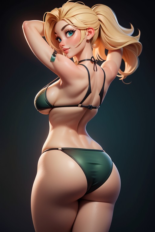 No Hair In The Back Of Head, Tall Curvy And Thick With Perfect Proportions, Rear View Hentai AI Porn