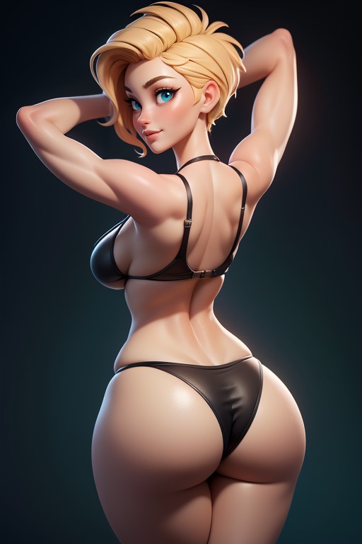 Looking Back At Viewer, No Hair In The Back Of Head, Rear View Hentai AI Porn