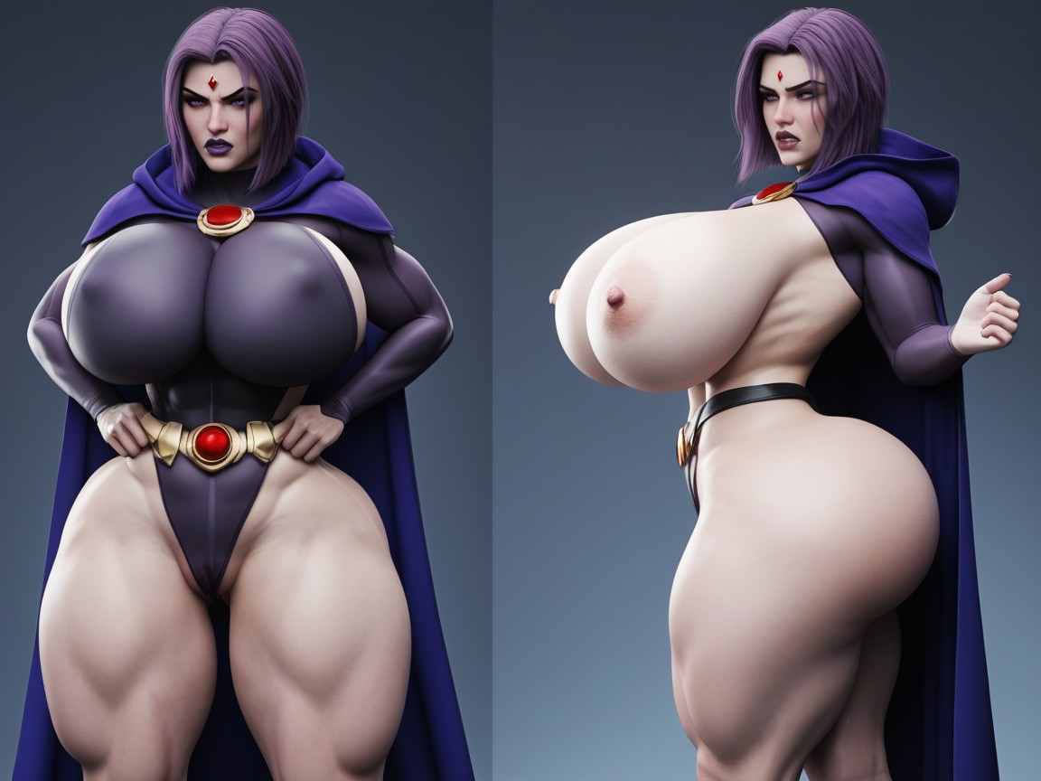 Flexible, Massive Hips, Pale Gray Skin AI Porn