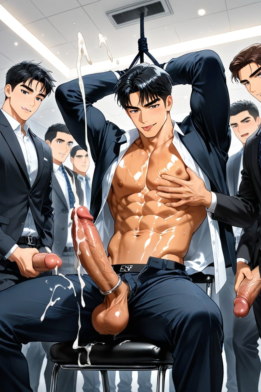 Long Sleeves, Oiled Skin, Many People Around AI Gay Porn