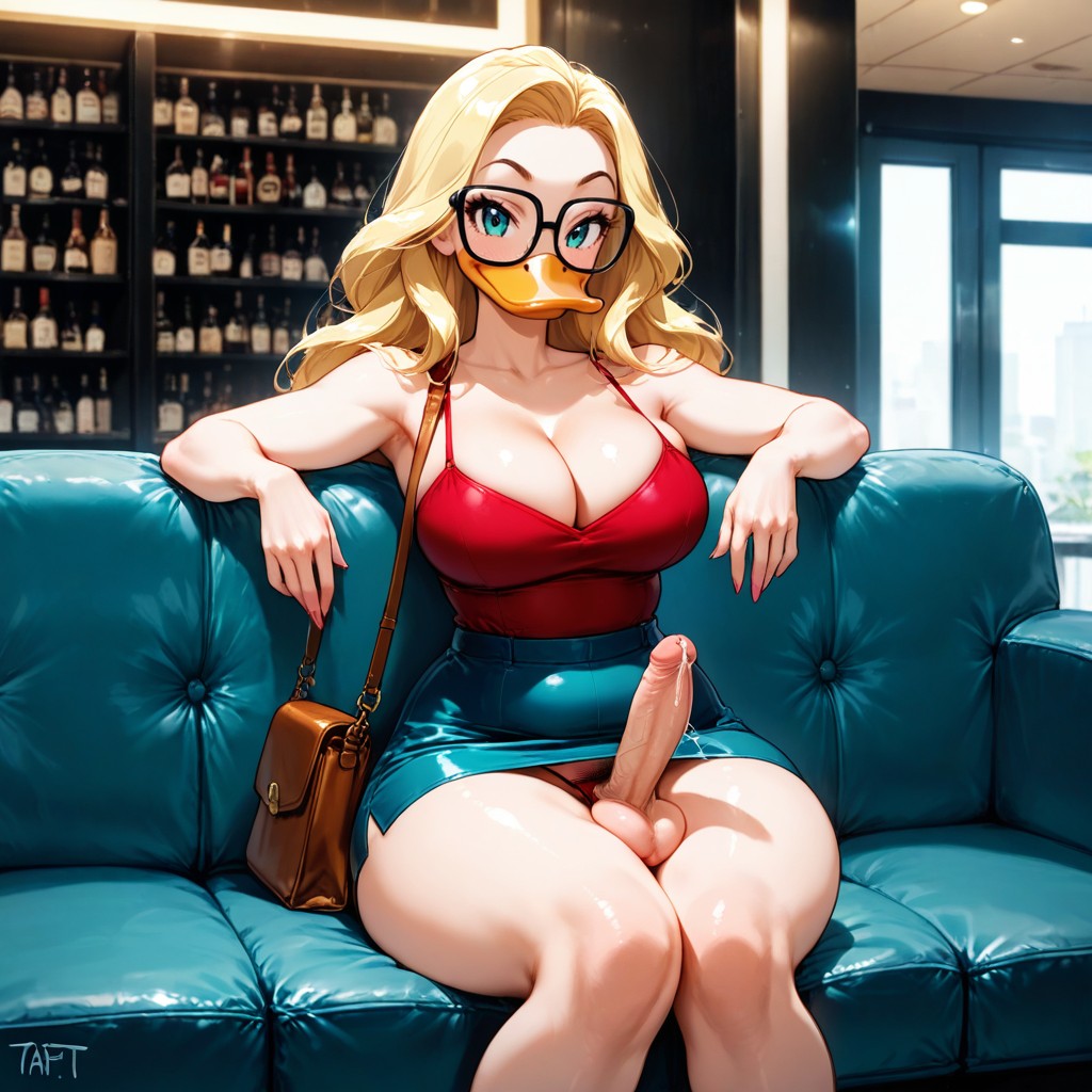 Mini Skirt, On A Sofa, Bar Hentai AI Porn