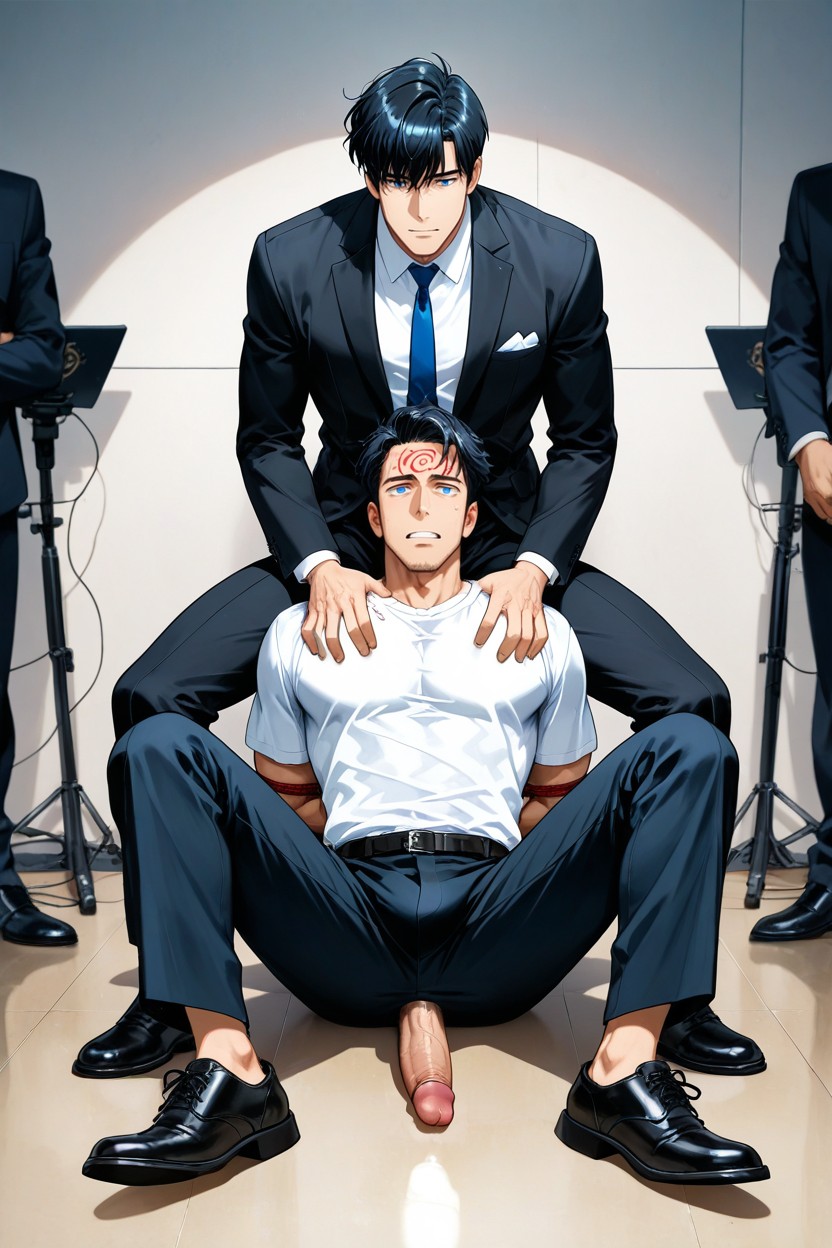 Sitting Down Legs Spread, 25+, Spiral Eyes AI Gay Porn