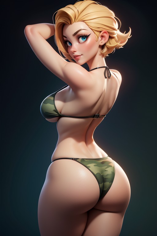Gi Joe Beautiful Gorgeous Face, No Hair In The Back Of Head, Rear View Of Massive Ass Hentai AI Porn