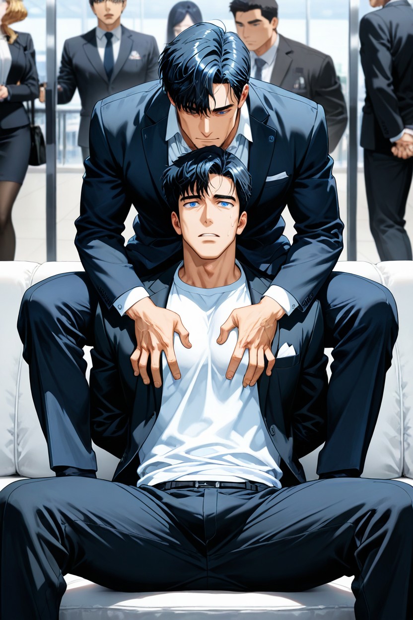Short Length, Office Pants, Grab Crotch Pants AI Gay Porn