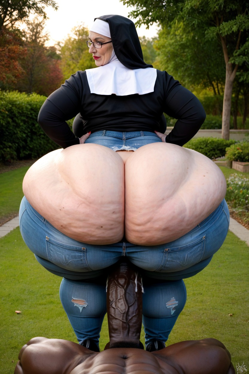 Gigantic Mega Ass Pear, Nun, Bright Lighting AI Porn