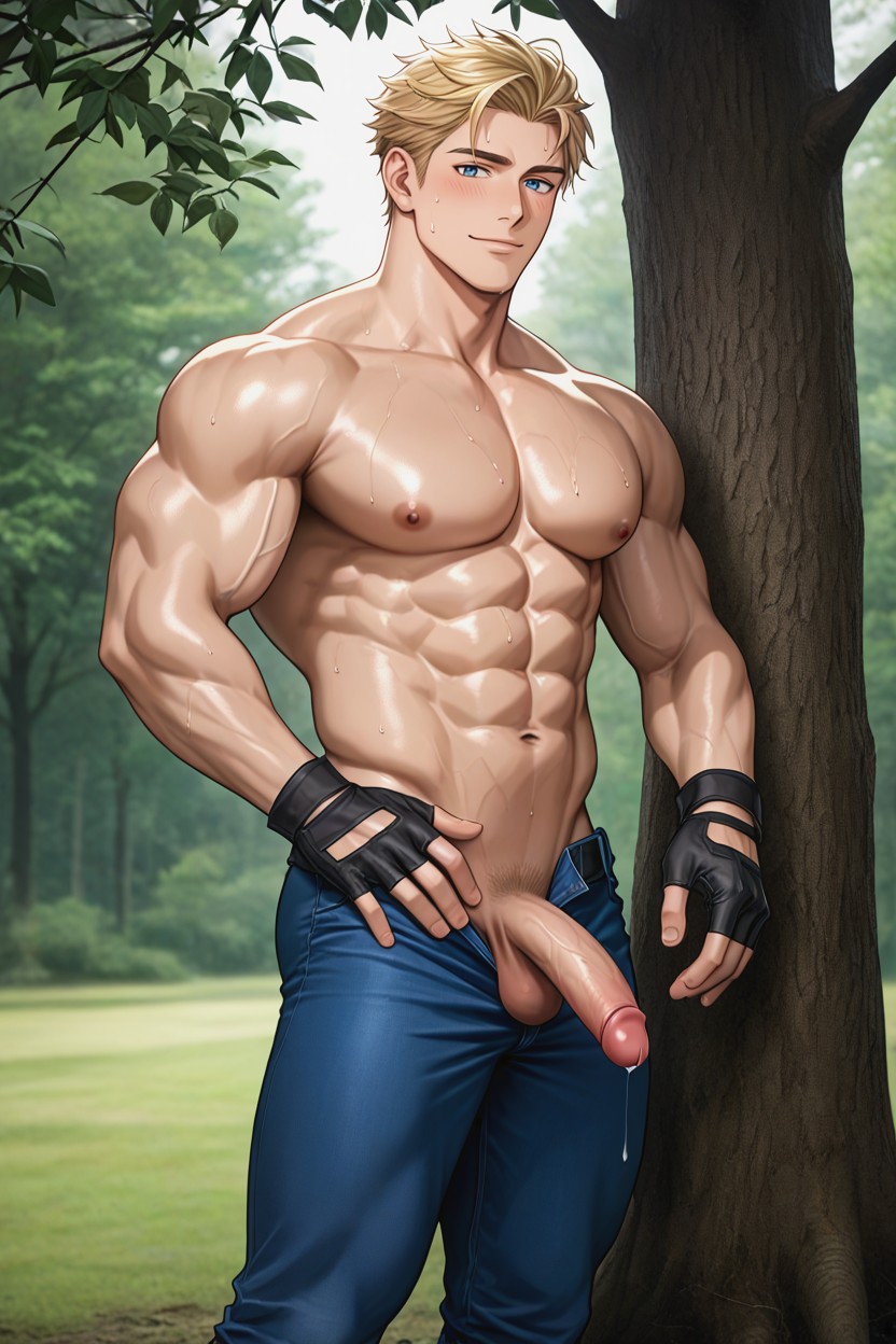 Model, Forest Background, Blue Eyes AI Gay Porn