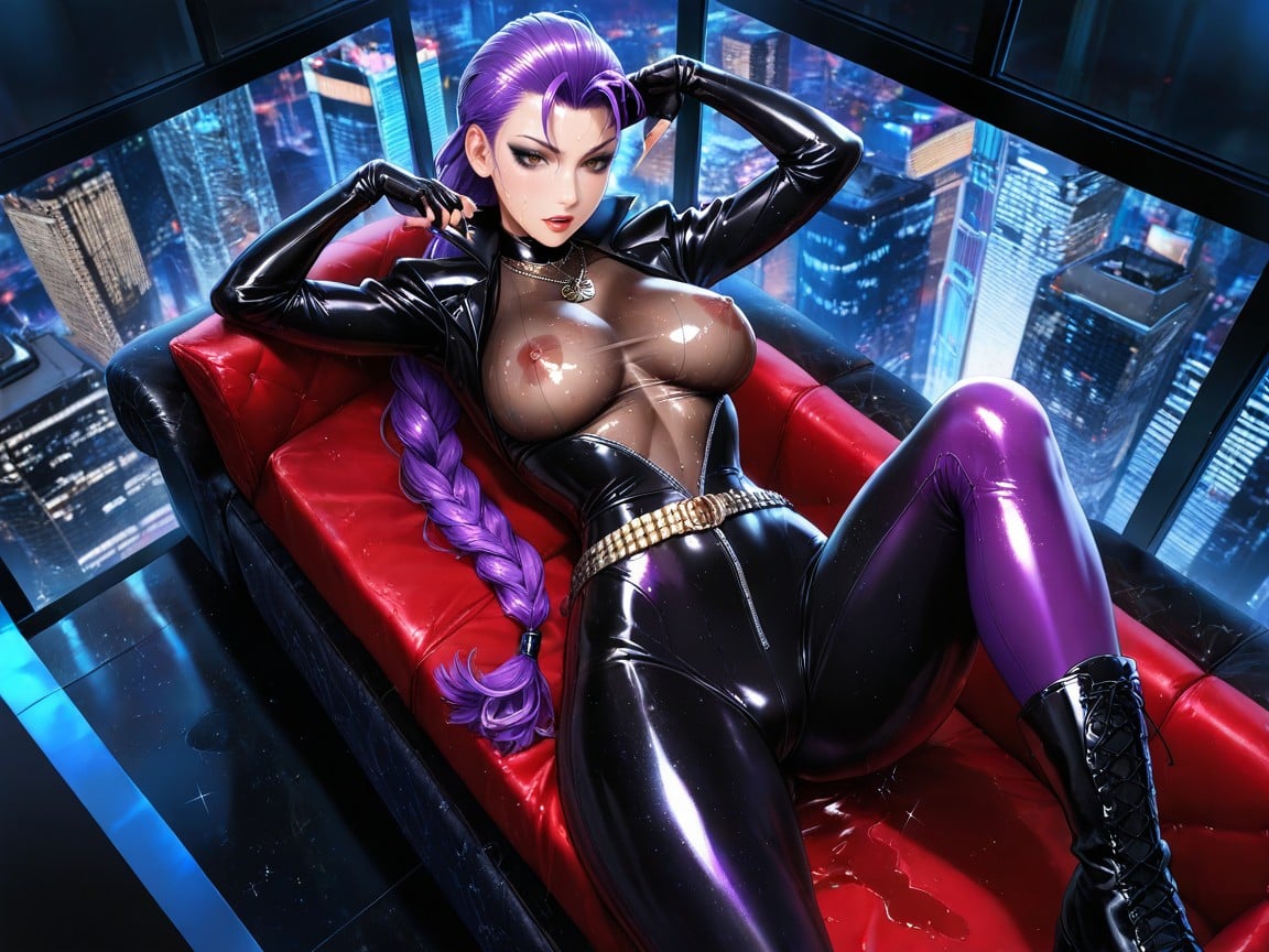 Modern Setting, Very Aesthetic, Tall Futuristic Skyscraper Penthouse Living Room Hentai AI Porn