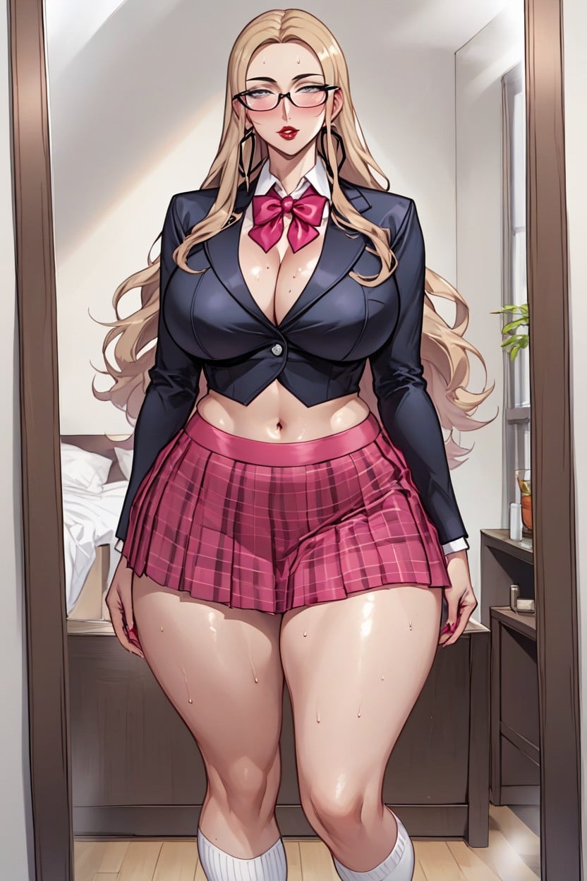 Perfect Anatomy, White Long Socks, Detailed Eyes Hentai AI Porn