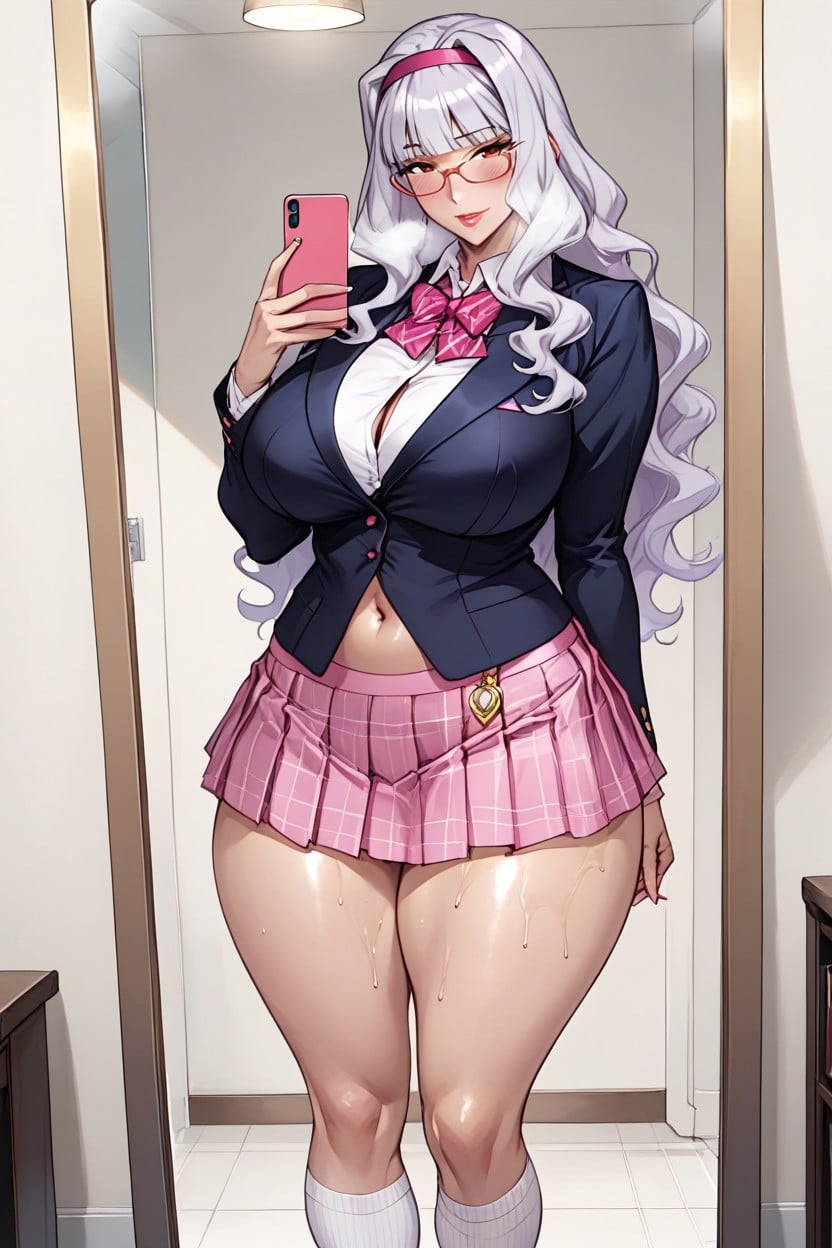 Curvaceous, Pink Necktie, Sultry Hentai AI Porn
