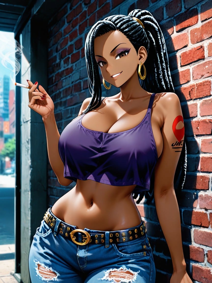 Dark Eyeshadow, Gold Hoop Earring, African Hentai AI Porn