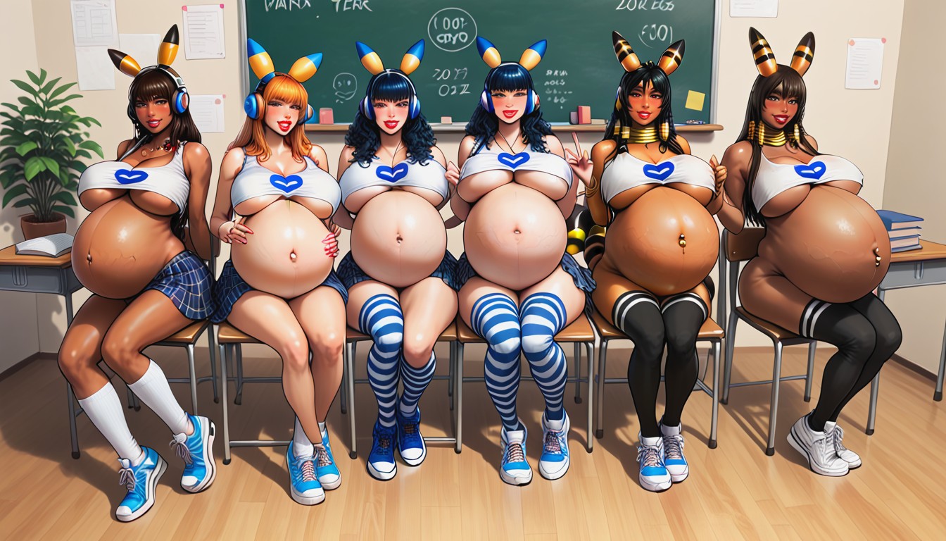 Massive Hyper Pregnant Belly, Ampharos Pokemon, Full View Hentai AI Porn
