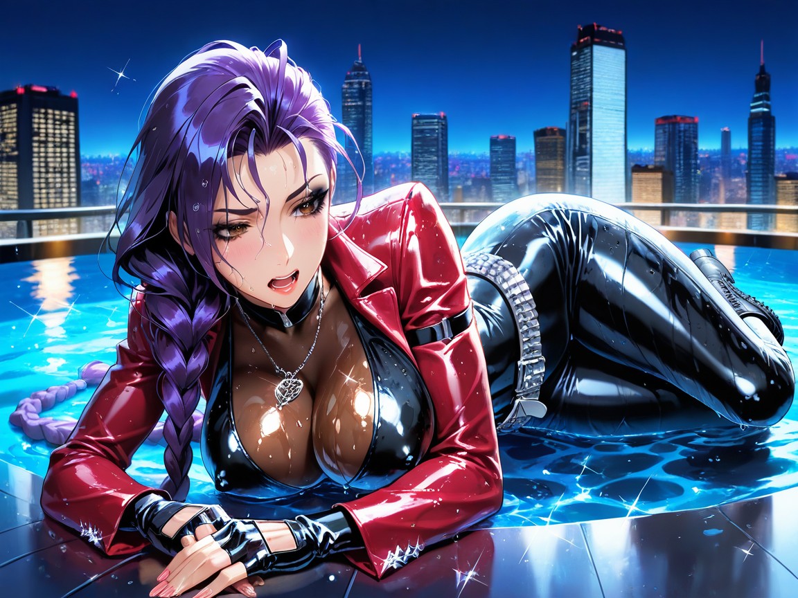 Glossy Lips, Laying Beside Water, Mascara Hentai AI Porn