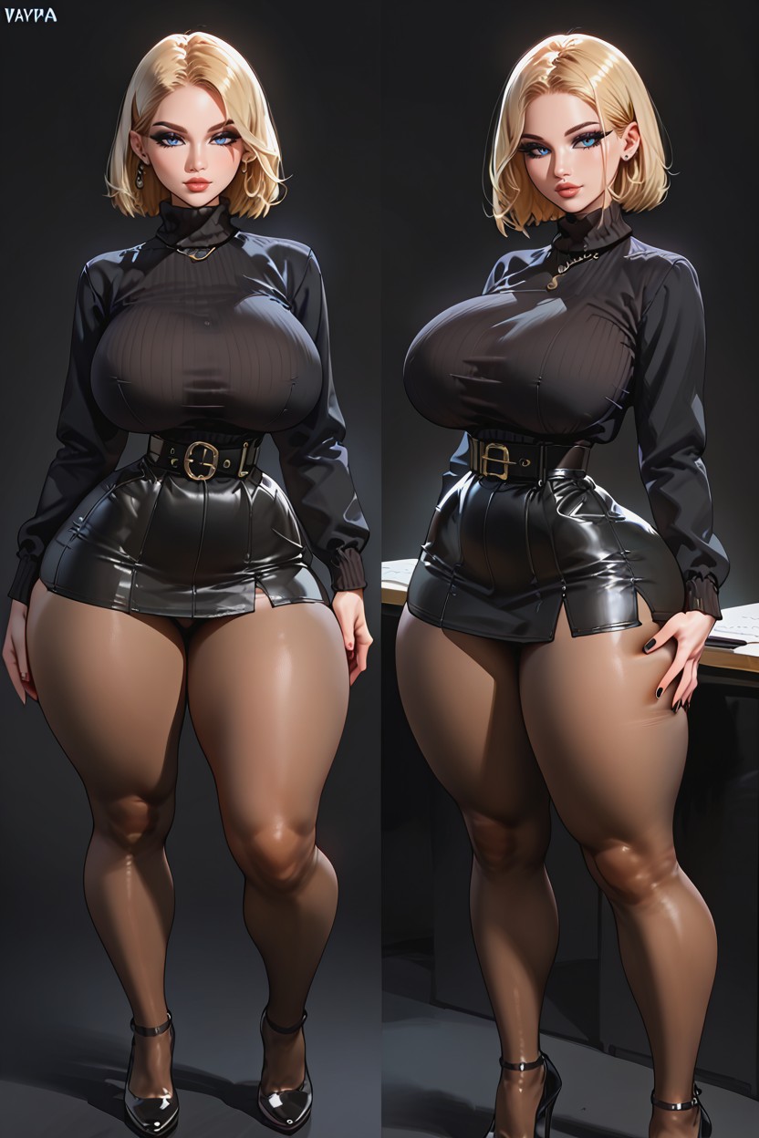 Black Skirt, Hourglass, Pear Ass Type AI Porn