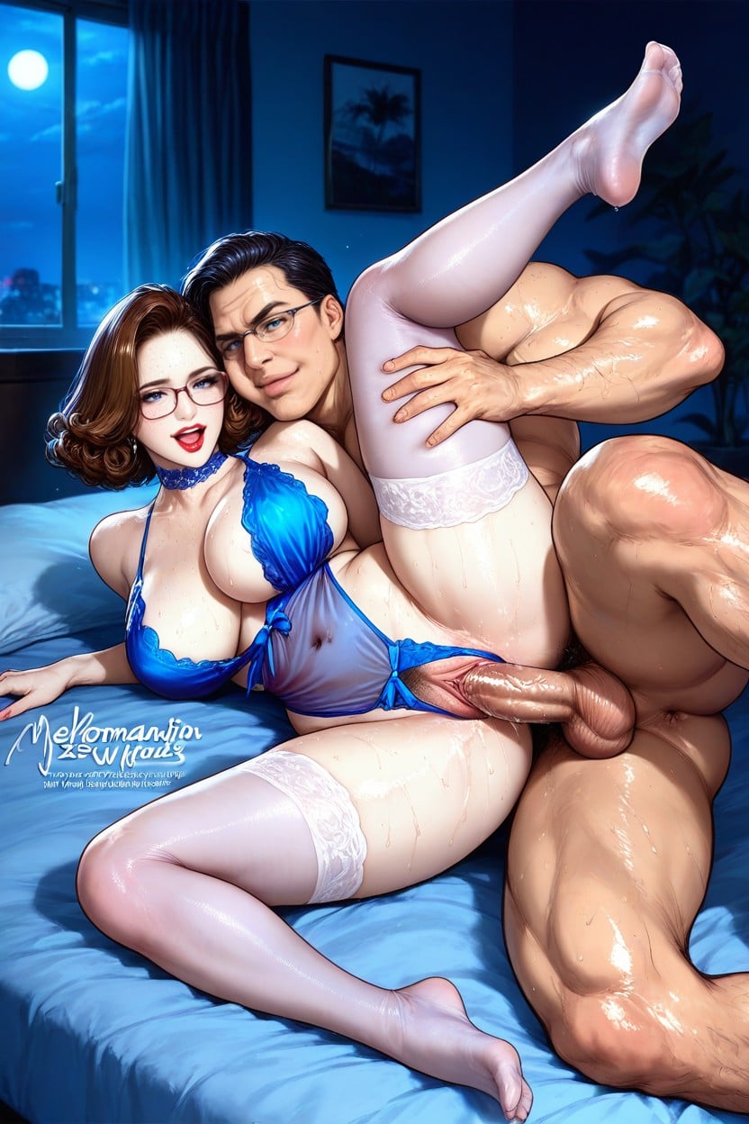 He Grabbing Her Ass Cheeks, Detailed Hair, Hyper Muscular Man With Brown Hair Hentai AI Porn