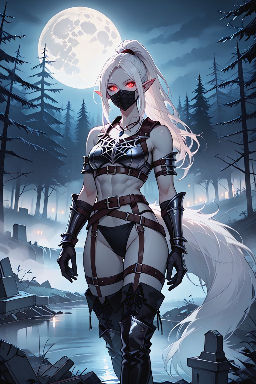 Thigh High Boots, Drow, Albino Hentai AI Porn