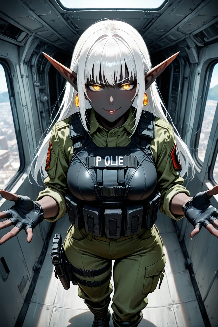 Rolled Up Olive Military Jacket, Only One Woman, Excited Hentai AI Porn