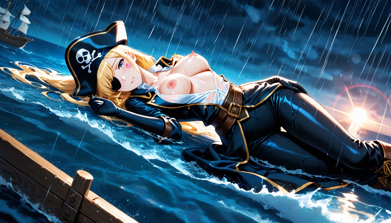 Erect Puffy Pink Nipples, High Ocean Waves, Thunder Storm Hentai IA