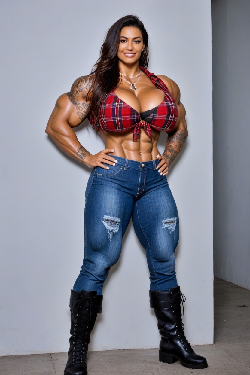 Chaussettes Montant Jusqu'à La Cuisse, Mega Shoulders, Intimidating Porno IA Latina