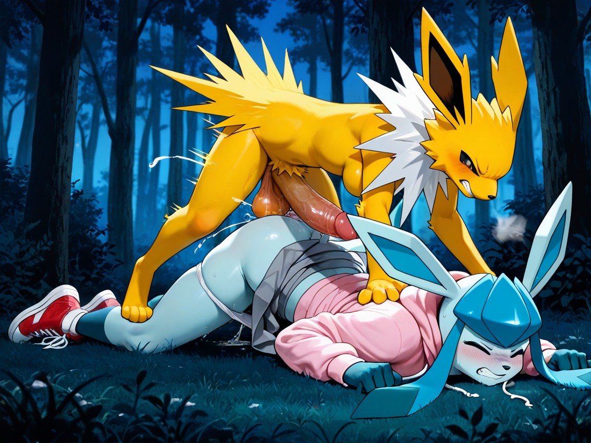 Side View, Male Jolteon, Furry Hentai AI Porn
