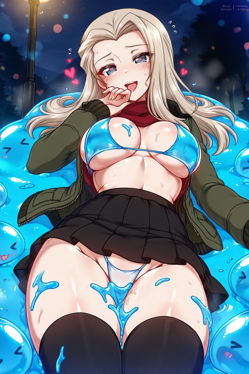 Blush, Hand Covering Mouth, Perfect Waist Hentai AI Porn