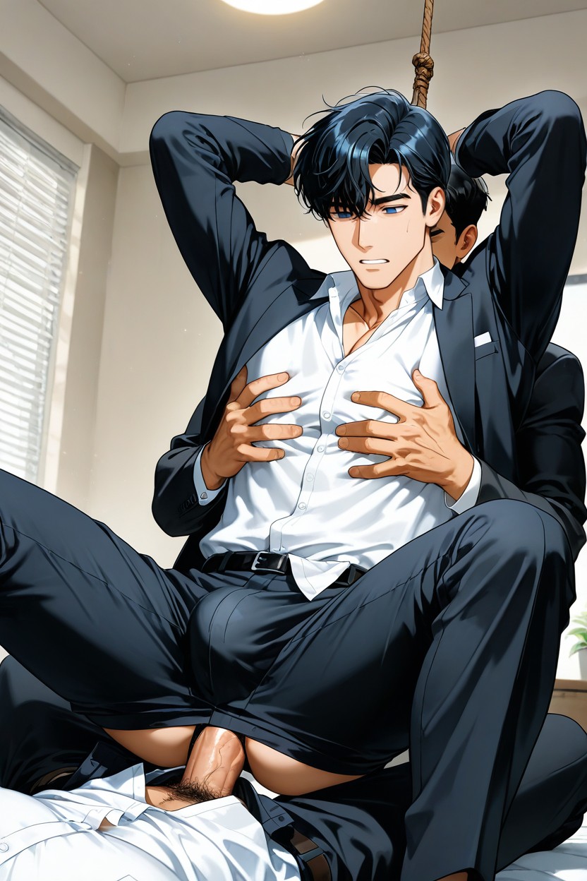 Double Layer Shirt, Anime-like Hair Style, Kiss Body AI Gay Porn