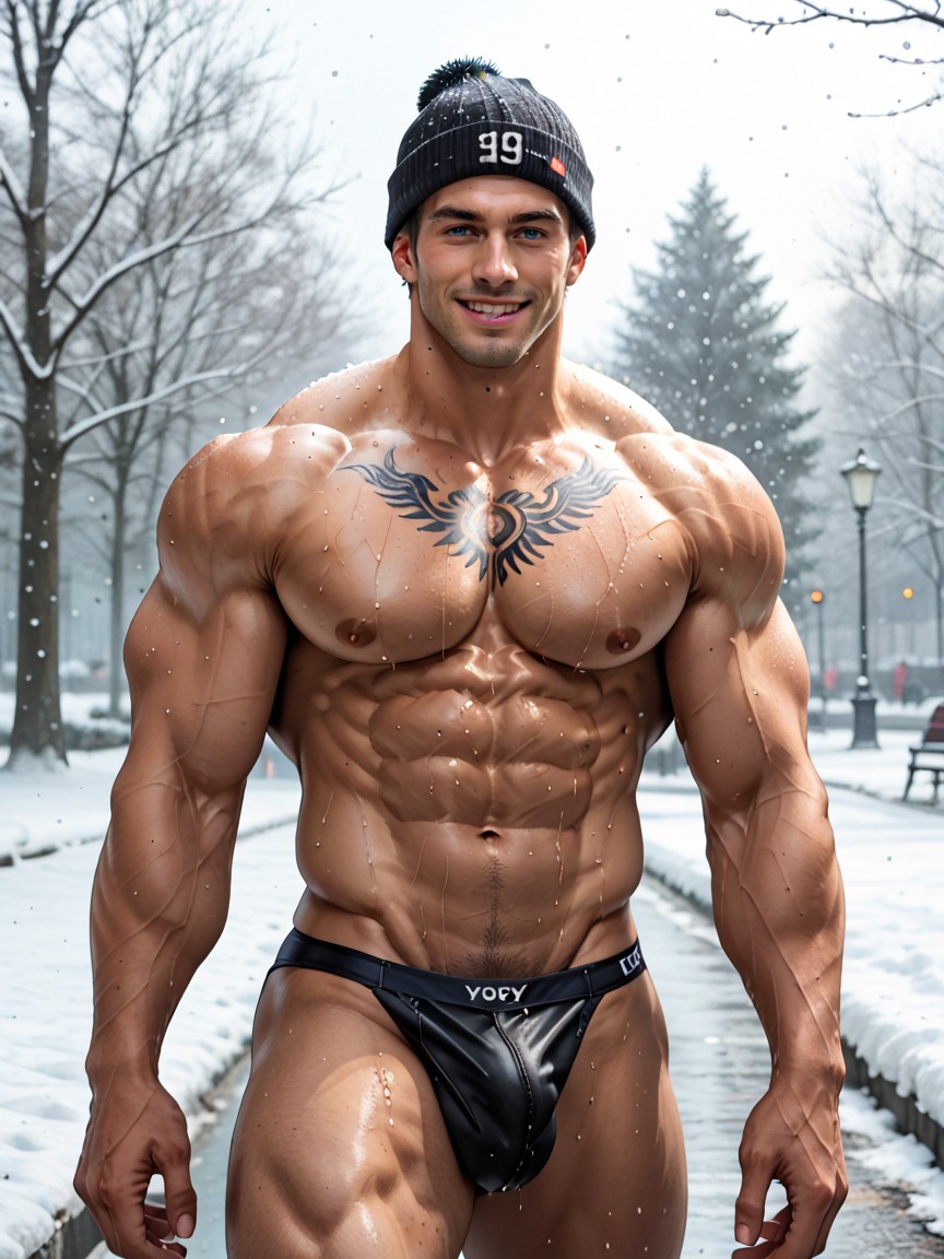 Park, Deep Abs, Hyper Muscular Legs AI Gay Porn