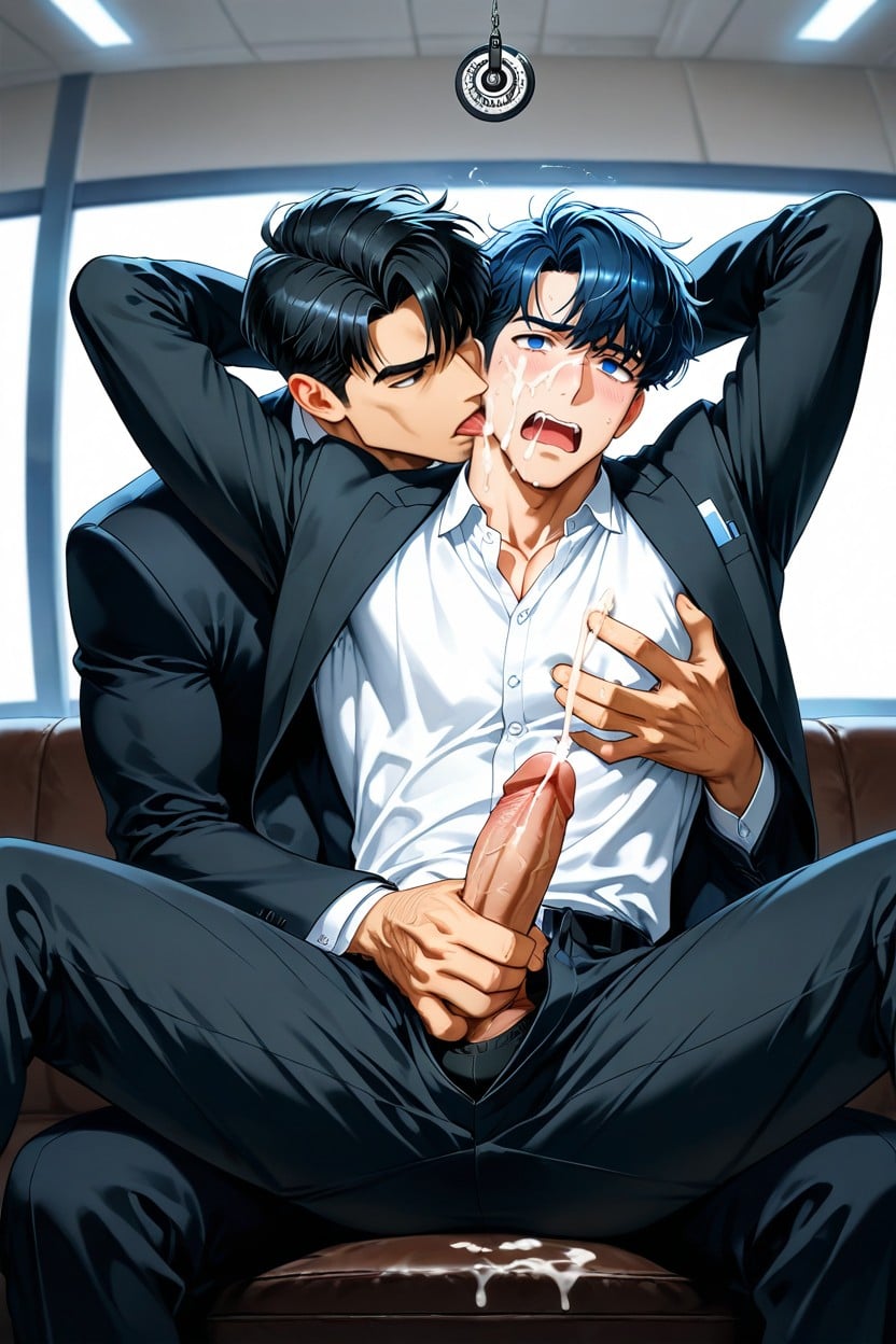 Groping From Behind, Sung Jin Woo, Anime-like Hair Style AI Gay Porn