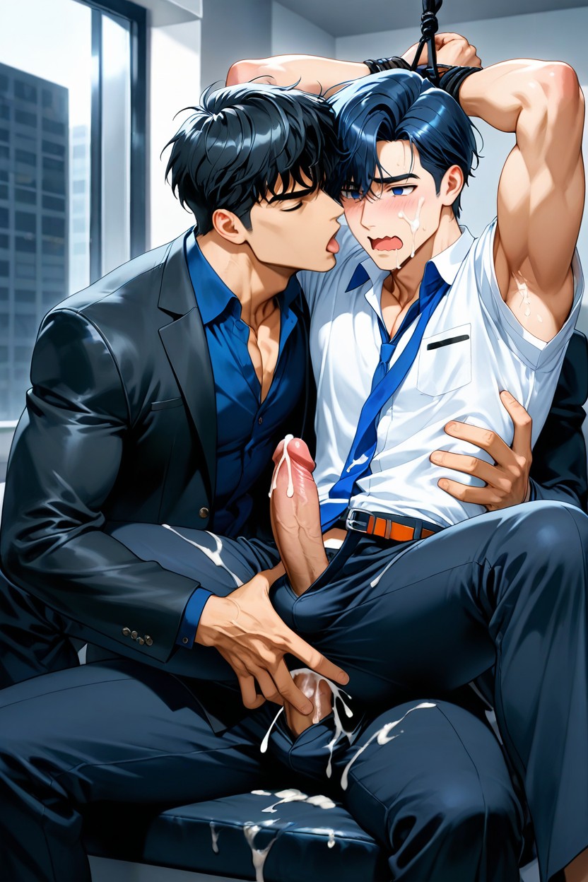 Double Layer Shirt, Open Clothes, Groping From Behind AI Gay Porn