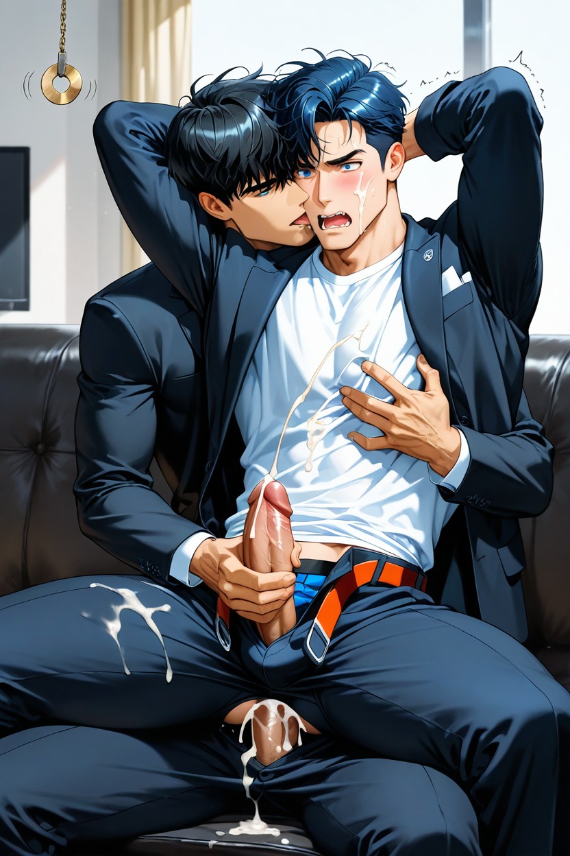 Open Office Pants, Large, Black Jacket AI Gay Porn