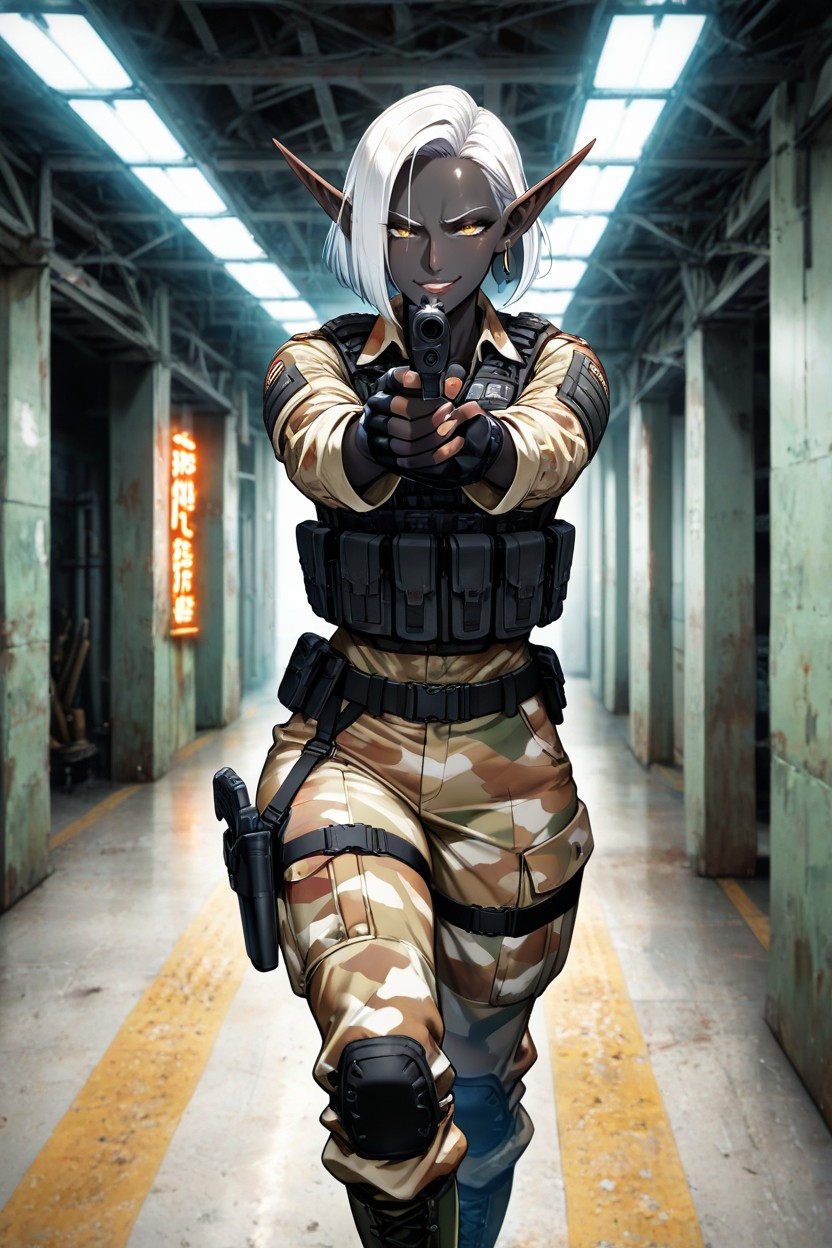 Detailed Hands, 18+, Inside Military Garage Hentai AI Porn