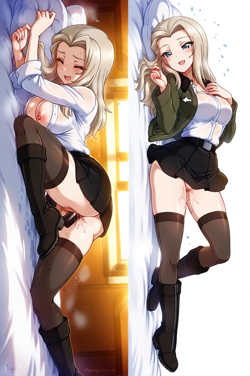 Wet Body, Wet Hair After Shower, White Background Hentai AI Porn