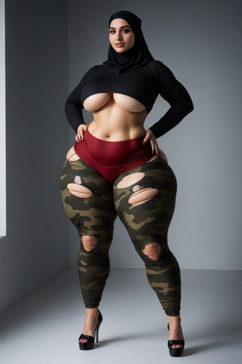 Red Military Pants, Form Fitting Clothes, Detailed Faces AI Porn