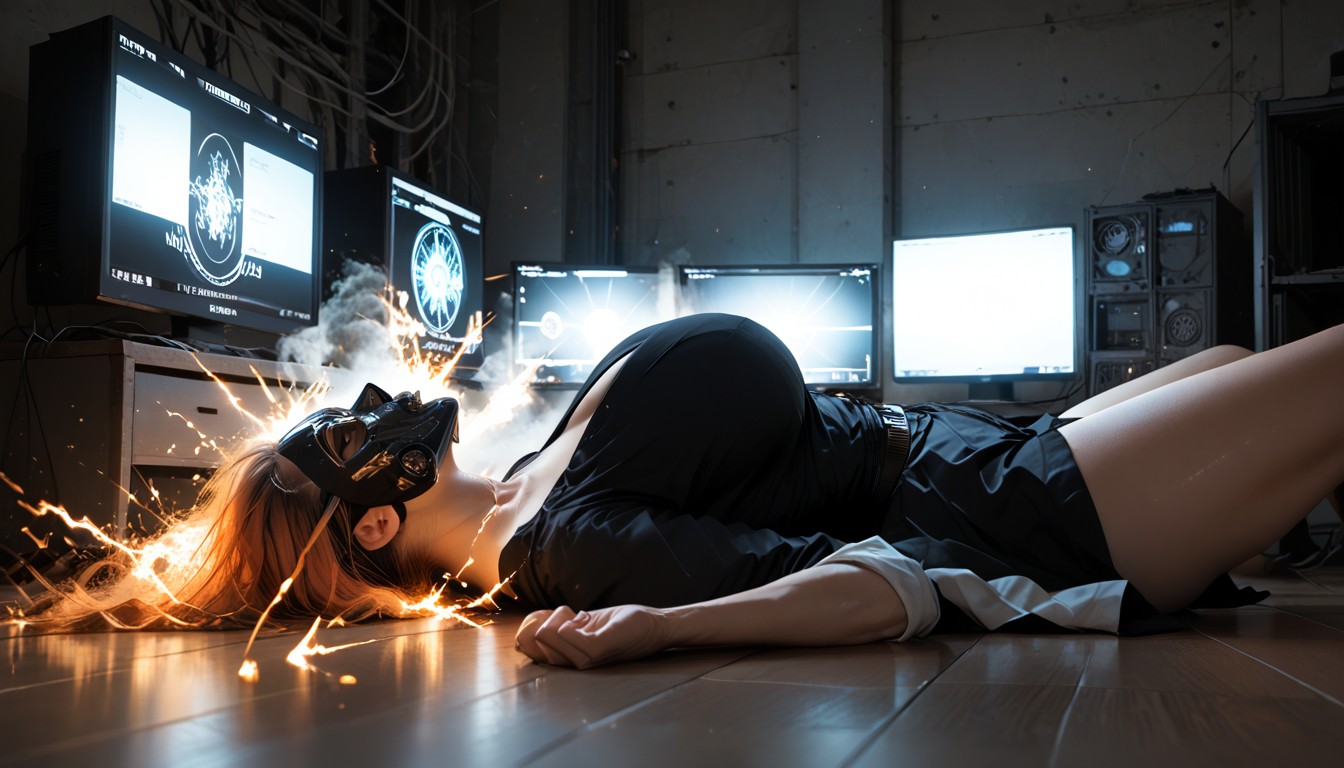 Cybernetic Cathedral Interior, Head Is Tilted Back, Bare Tits Hentai AI Porn