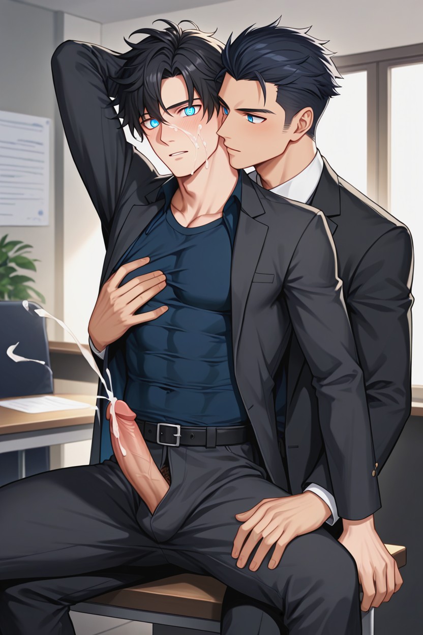 Groping, Groping From Behind, Sitting With Legs Spread AI Gay Porn