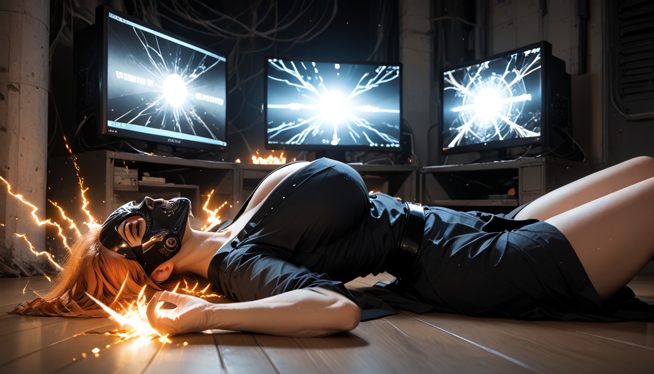 Tits Exposed, Ritualistic Technology, Holographic Interface Projected On Her Face Hentai AI Porn