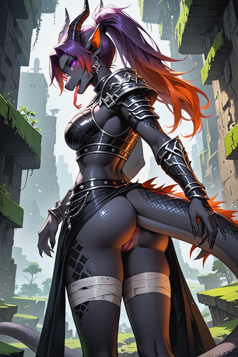 Tight Panties From The Armor, Laying, Big Tail Furry AI Porn